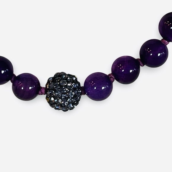 Deep Purple Crystal Beaded Necklace Adjustable Length - Picture 3 of 6